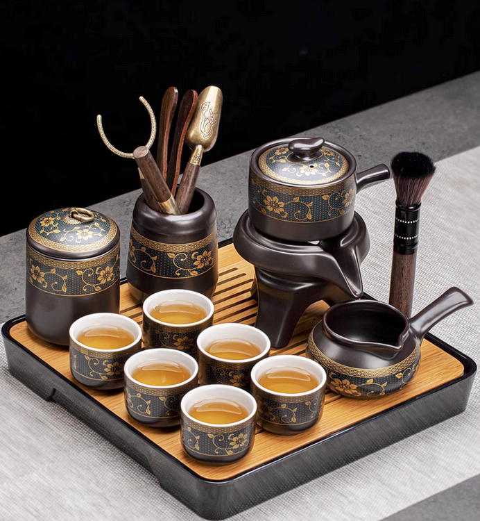 懶人茶具套裝家用喝茶防燙泡茶壺陶瓷 功夫茶杯石磨半自動(dòng)沖茶神器